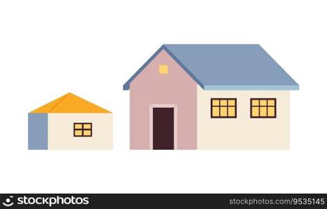 Small town semi flat colour vector object. Places for living. Houses. Editable cartoon clip art icon on white background. Simple spot illustration for web graphic design. Small town semi flat colour vector object