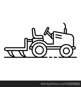 Small tractor plow icon. Outline small tractor plow vector icon for web design isolated on white background. Small tractor plow icon, outline style