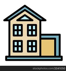Small two storey house icon. Outline small two storey house vector icon color flat isolated. Small two storey house icon color outline vector