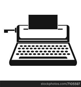 Small typewriter icon. Simple illustration of small typewriter vector icon for web design isolated on white background. Small typewriter icon, simple style