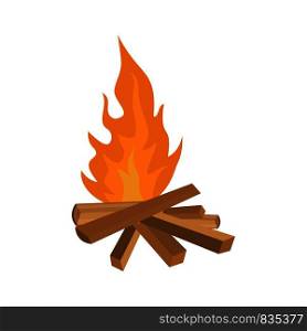 Small woods fire icon. Flat illustration of small woods fire vector icon for web isolated on white. Small woods fire icon, flat style