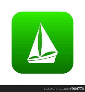 Small yacht icon digital green for any design isolated on white vector illustration. Small yacht icon digital green