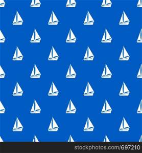 Small yacht pattern repeat seamless in blue color for any design. Vector geometric illustration. Small yacht pattern seamless blue