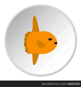 Small yellow fish icon in flat circle isolated on white background vector illustration for web. Small yellow fish icon circle