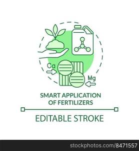 Smart application of fertilizers green concept icon. Increased crop yield abstract idea thin line illustration. Isolated outline drawing. Editable stroke. Arial, Myriad Pro-Bold fonts used . Smart application of fertilizers green concept icon