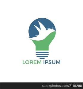 Smart bird lamp bulb idea logo design. Creative bird logo design concept.