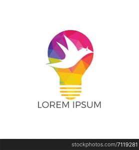 Smart bird lamp bulb idea logo design. Creative bird logo design concept.