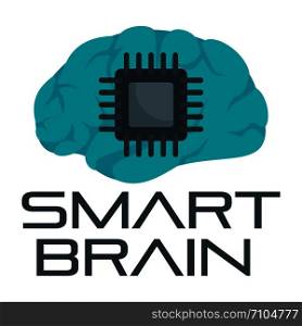 Smart brain logo. Flat illustration of smart brain vector logo for web design. Smart brain logo, flat style