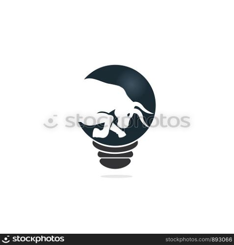 Smart bull vector logo design. Bull with bulb icon vector logo.
