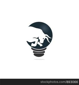 Smart bull vector logo design. Bull with bulb icon vector logo.