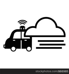 Smart car data cloud icon. Simple illustration of smart car data cloud vector icon for web design isolated on white background. Smart car data cloud icon, simple style
