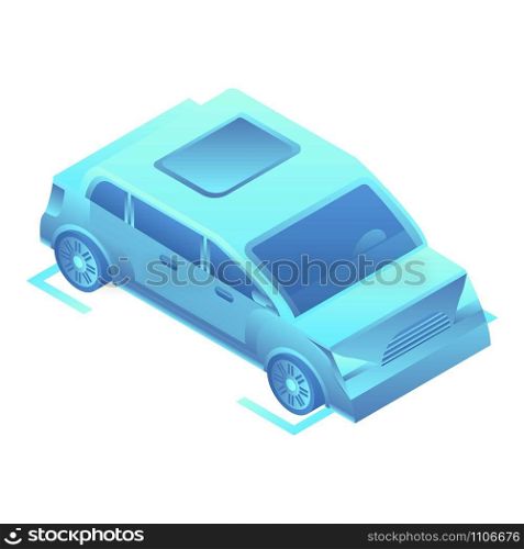 Smart car on parking icon. Isometric of smart car on parking vector icon for web design isolated on white background. Smart car on parking icon, isometric style