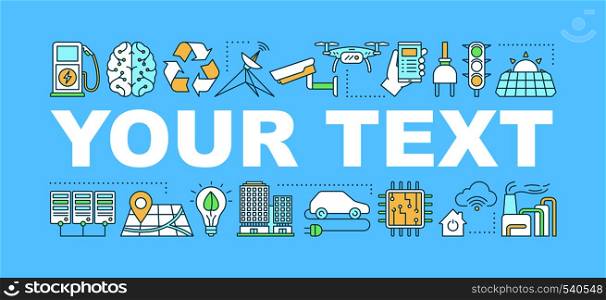 Smart city word concepts banner. Urban facilities. Isolated lettering typography idea with linear icons. Automated high-tech city. Vector outline illustration. Smart city word concepts banner
