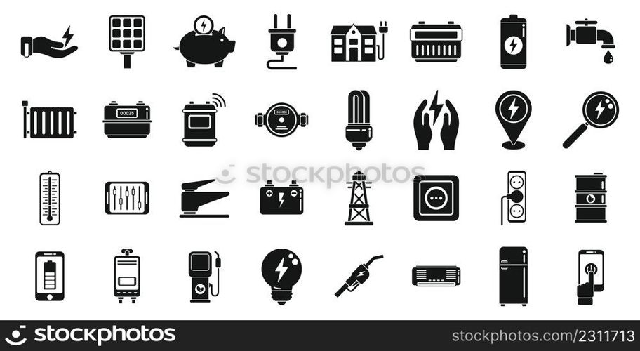 Smart consumption icons set simple vector. Vehicle autonomous. Carbon smart. Smart consumption icons set simple vector. Vehicle autonomous