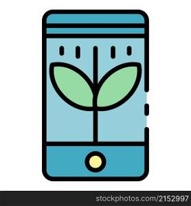 Smart control plants icon. Outline smart control plants vector icon color flat isolated. Smart control plants icon color outline vector