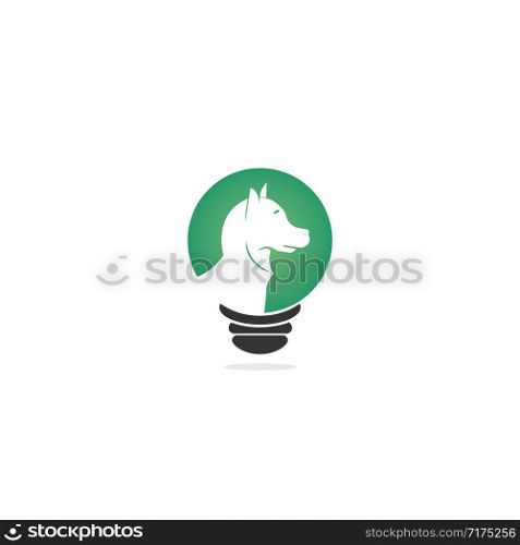 Smart dog vector logo design. Dog with bulb icon vector logo.