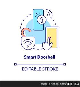 Smart doorbell concept icon. Digital video and ring tool abstract idea thin line illustration. Smart home. Internet of things. Vector isolated outline color drawing. Editable stroke. Smart doorbell concept icon