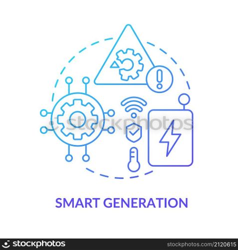 Smart generation blue gradient concept icon. Possibilities of intelligent grids system abstract idea thin line illustration. Isolated outline drawing. Roboto-Medium, Myriad Pro-Bold fonts used. Smart generation blue gradient concept icon