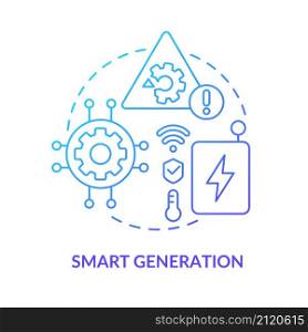 Smart generation blue gradient concept icon. Possibilities of intelligent grids system abstract idea thin line illustration. Isolated outline drawing. Roboto-Medium, Myriad Pro-Bold fonts used. Smart generation blue gradient concept icon