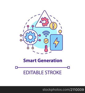 Smart generation concept icon. Possibilities of intelligent grids abstract idea thin line illustration. Isolated outline drawing. Editable stroke. Roboto-Medium, Myriad Pro-Bold fonts used. Smart generation concept icon