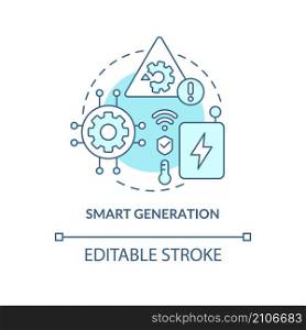 Smart generation turquoise concept icon. Possibilities of power grids abstract idea thin line illustration. Isolated outline drawing. Editable stroke. Roboto-Medium, Myriad Pro-Bold fonts used. Smart generation turquoise concept icon