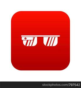 Smart glasses icon digital red for any design isolated on white vector illustration. Smart glasses icon digital red