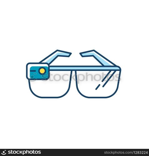 Smart glasses RGB color icon. Smartglasses. Wearable computer optical gadget. Augmented reality technology. Monitoring. Mobile device. Digital tool. Isolated vector illustration