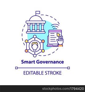 Smart governance concept icon. Technology and innovation abstract idea thin line illustration. Various departments coordination and connection. Vector isolated outline color drawing. Editable stroke. Smart governance concept icon