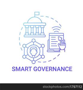 Smart governance gradient blue concept icon. Competent management and control abstract idea thin line illustration. Develop democratic process. Vector isolated outline color drawing.. Smart governance gradient blue concept icon