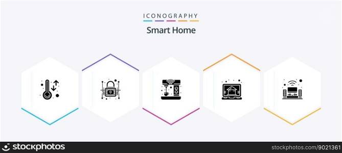 Smart Home 25 Glyph icon pack including smart. home. private. dashboard. home