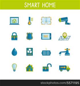 Smart home automation technology icons set of utilities safety energy efficiency and power saving isolated vector illustration