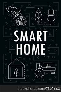 Smart home banner. Outline illustration of smart home vector banner for web design. Smart home banner, outline style