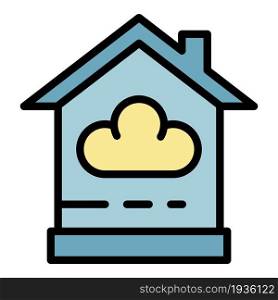 Smart home cloud icon. Outline smart home cloud vector icon color flat isolated. Smart home cloud icon color outline vector