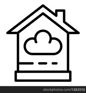 Smart home cloud icon. Outline smart home cloud vector icon for web design isolated on white background. Smart home cloud icon, outline style