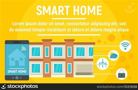Smart home concept banner. Flat illustration of smart home vector concept banner for web design. Smart home concept banner, flat style