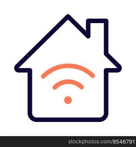 Smart home connected with wireless connectivity isolated on a white background. Smart home connected with wireless internet connectivity isolated on a white background