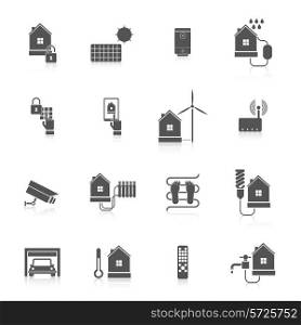 Smart home eco tech system security facilities icon set isolated vector illustration