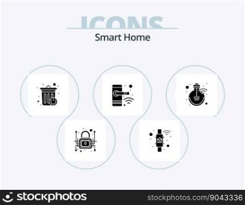 Smart Home Glyph Icon Pack 5 Icon Design. idea. lock. home. home. recycle bin