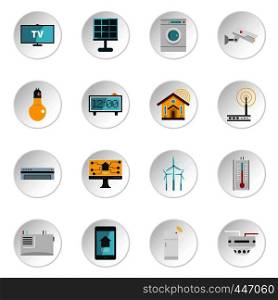 Smart home house icons set in flat style isolated vector icons set illustration. Smart home house icons set in flat style