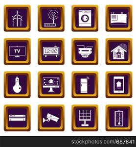 Smart home house icons set in purple color isolated vector illustration for web and any design. Smart home house icons set purple