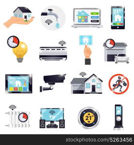 Smart Home Icon Set. Isolated smart home icon set with electronically elements and attributes for better life vector illustration