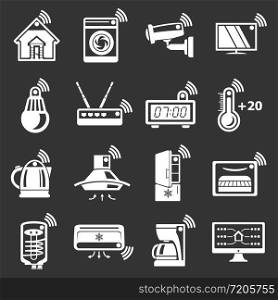 Smart home icons set vector white isolated on grey background . Smart home icons set grey vector