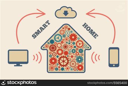 Smart home in the cloud concept symbol vector illustration