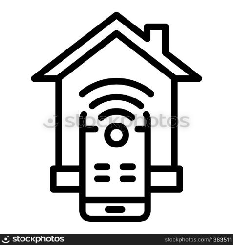 Smart home mobile control icon. Outline smart home mobile control vector icon for web design isolated on white background. Smart home mobile control icon, outline style