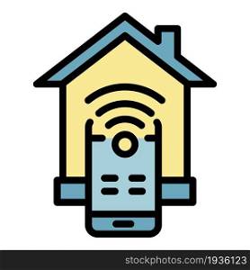 Smart home mobile control icon. Outline smart home mobile control vector icon color flat isolated. Smart home mobile control icon color outline vector