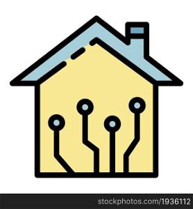 Smart home network icon. Outline smart home network vector icon color flat isolated. Smart home network icon color outline vector
