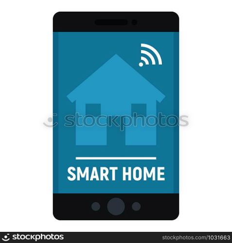 Smart home phone control icon. Flat illustration of smart home phone control vector icon for web design. Smart home phone control icon, flat style
