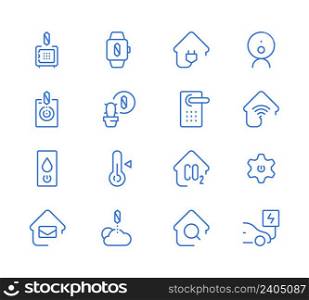 Smart home system. Safety electricity home protection online distance device connection smart buildings garish vector icons set isolated. Illustration of house icon security and smart home icon. Smart home system. Safety electricity home protection online distance device connection smart buildings garish vector icons set isolated