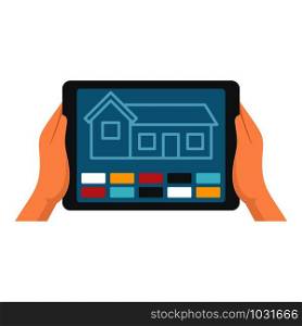 Smart home tablet icon. Flat illustration of smart home tablet vector icon for web design. Smart home tablet icon, flat style