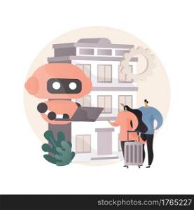 Smart hospitality industry abstract concept vector illustration. Communications and IT solutions, staff efficiency, hotel concierge robot, artificial intelligence in tourism abstract metaphor.. Smart hospitality industry abstract concept vector illustration.